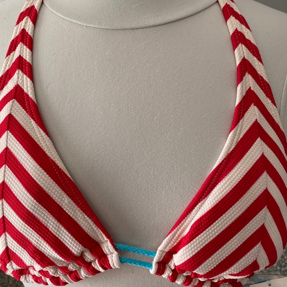 Hobie red and white striped bikini, medium, with a splash of blue. (NWT) - Picture 4 of 8